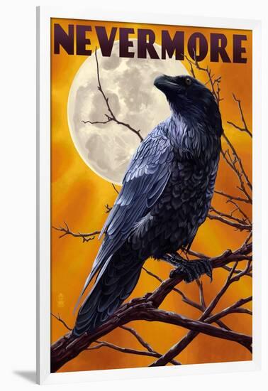 Nevermore - Raven and Moon-Lantern Press-Framed Art Print