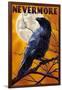 Nevermore - Raven and Moon-Lantern Press-Framed Art Print