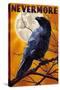 Nevermore - Raven and Moon-Lantern Press-Stretched Canvas