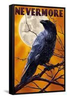 Nevermore - Raven and Moon-Lantern Press-Framed Stretched Canvas