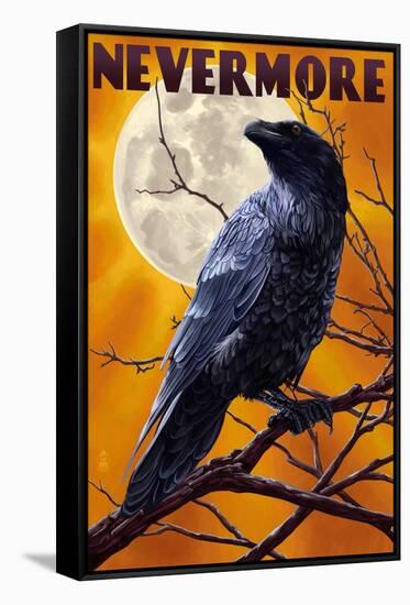 Nevermore - Raven and Moon-Lantern Press-Framed Stretched Canvas