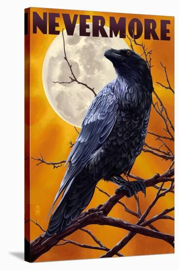 Nevermore - Raven and Moon-Lantern Press-Stretched Canvas