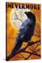 Nevermore - Raven and Moon-Lantern Press-Stretched Canvas