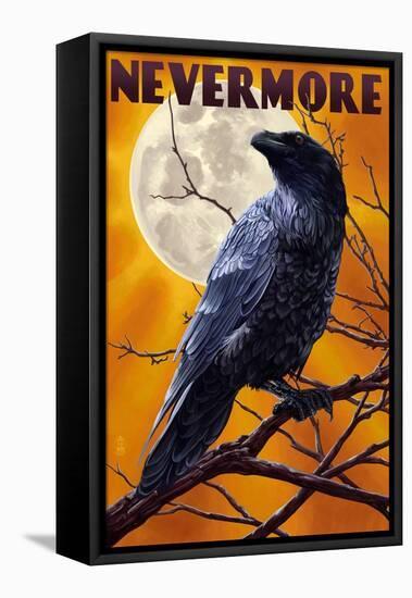 Nevermore - Raven and Moon-Lantern Press-Framed Stretched Canvas