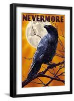Nevermore - Raven and Moon-Lantern Press-Framed Art Print