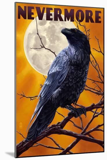 Nevermore - Raven and Moon-Lantern Press-Mounted Art Print