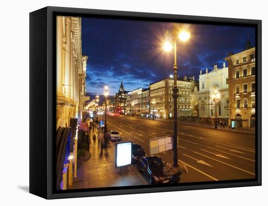 Nevsky Prospekt at Night, St. Petersurg, Russia, Europe-Vincenzo Lombardo-Framed Stretched Canvas