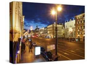 Nevsky Prospekt at Night, St. Petersurg, Russia, Europe-Vincenzo Lombardo-Stretched Canvas