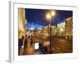 Nevsky Prospekt at Night, St. Petersurg, Russia, Europe-Vincenzo Lombardo-Framed Photographic Print