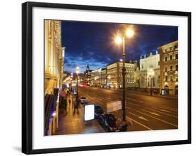 Nevsky Prospekt at Night, St. Petersurg, Russia, Europe-Vincenzo Lombardo-Framed Photographic Print