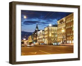 Nevsky Prospekt at Night, St. Petersurg, Russia, Europe-Vincenzo Lombardo-Framed Photographic Print