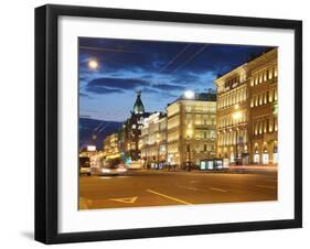 Nevsky Prospekt at Night, St. Petersurg, Russia, Europe-Vincenzo Lombardo-Framed Photographic Print