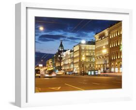 Nevsky Prospekt at Night, St. Petersurg, Russia, Europe-Vincenzo Lombardo-Framed Photographic Print