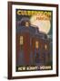 New Albany, Indiana - Culbertson Mansion and Moon-Lantern Press-Framed Art Print