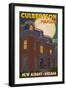 New Albany, Indiana - Culbertson Mansion and Moon-Lantern Press-Framed Art Print