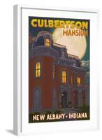 New Albany, Indiana - Culbertson Mansion and Moon-Lantern Press-Framed Art Print