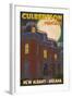 New Albany, Indiana - Culbertson Mansion and Moon-Lantern Press-Framed Art Print