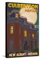 New Albany, Indiana - Culbertson Mansion and Moon-Lantern Press-Stretched Canvas