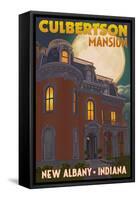 New Albany, Indiana - Culbertson Mansion and Moon-Lantern Press-Framed Stretched Canvas