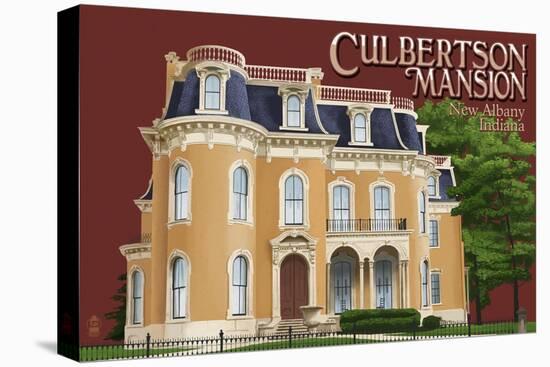 New Albany, Indiana - Culbertson Mansion-Lantern Press-Stretched Canvas