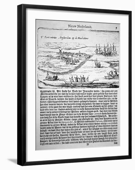 New Amsterdam in 1655, the Oldest known View of Fort Nieuw Amsterdam-Dutch-Framed Giclee Print