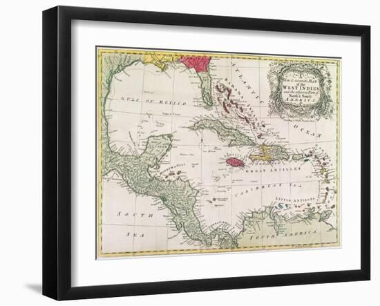 New and Accurate Map of the West Indies (Colour Litho)-American-Framed Giclee Print