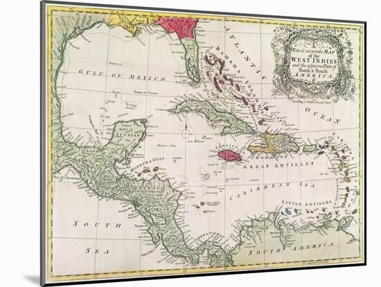 New and Accurate Map of the West Indies (Colour Litho)-American-Mounted Giclee Print