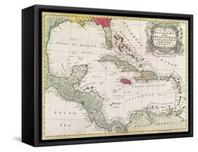 New and Accurate Map of the West Indies (Colour Litho)-American-Framed Stretched Canvas