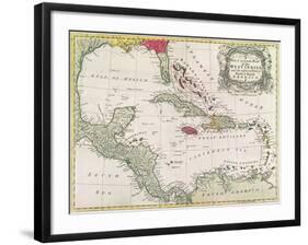 New and Accurate Map of the West Indies (Colour Litho)-American-Framed Giclee Print