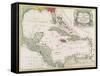 New and Accurate Map of the West Indies (Colour Litho)-American-Framed Stretched Canvas