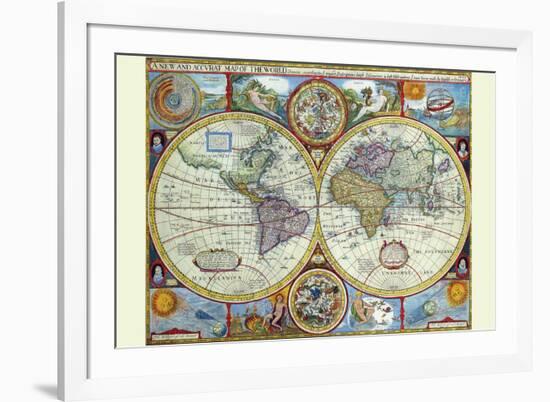 New and Accurate Map of the World; a Stereographic Projection-John Speed-Framed Premium Giclee Print