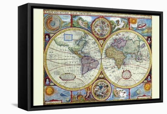 New and Accurate Map of the World; a Stereographic Projection-John Speed-Framed Stretched Canvas