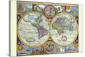 New and Accurate Map of the World; a Stereographic Projection-John Speed-Stretched Canvas