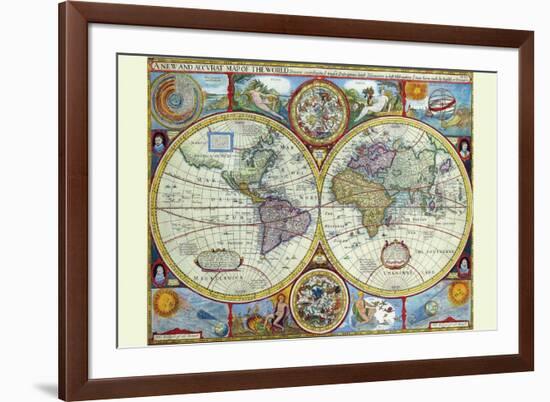 New and Accurate Map of the World; a Stereographic Projection-John Speed-Framed Premium Giclee Print