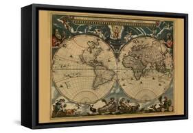 New and Accurate Map of the World-Joan Blaeu-Framed Stretched Canvas