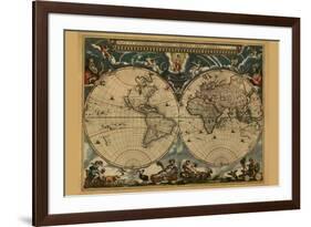 New and Accurate Map of the World-Joan Blaeu-Framed Art Print