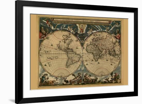 New and Accurate Map of the World-Joan Blaeu-Framed Art Print