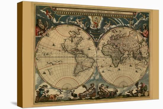 New and Accurate Map of the World-Joan Blaeu-Stretched Canvas