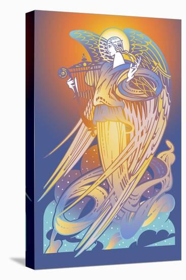 New Angel with Harp-David Chestnutt-Stretched Canvas