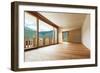 New Apartment in Cement and Wood, Empty Room with Windows-zveiger-Framed Photographic Print