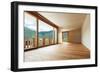 New Apartment in Cement and Wood, Empty Room with Windows-zveiger-Framed Photographic Print