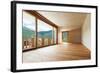 New Apartment in Cement and Wood, Empty Room with Windows-zveiger-Framed Photographic Print