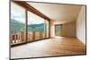 New Apartment in Cement and Wood, Empty Room with Windows-zveiger-Mounted Photographic Print