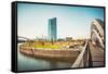 New architecture in the Frankfurt Ostend district including the EZB Building, Frankfurt, Hesse, Ger-Andreas Brandl-Framed Stretched Canvas