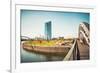 New architecture in the Frankfurt Ostend district including the EZB Building, Frankfurt, Hesse, Ger-Andreas Brandl-Framed Photographic Print