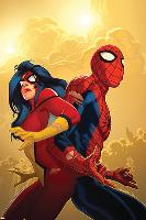 New Avengers No.59 Cover: Spider-Man and Spider Woman-Stuart Immonen-Lamina Framed Poster
