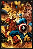 New Avengers No.6 Cover: Iron Man and Captain America-Bryan Hitch-Lamina Framed Poster