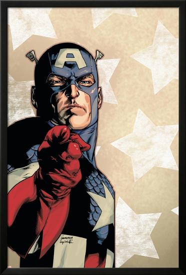 New Avengers No.61 Cover: Captain America-Stuart Immonen-Lamina Framed Poster