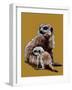 New Baby Meerkats on Golden Yellow, 2020, (Pen and Ink)-Mike Davis-Framed Giclee Print