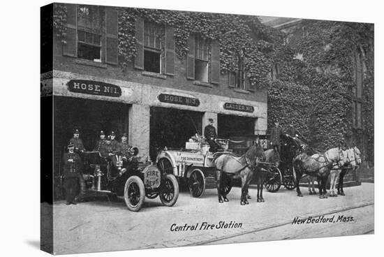 New Bedford, Massachusetts - Central Fire Station Exterior View-Lantern Press-Stretched Canvas